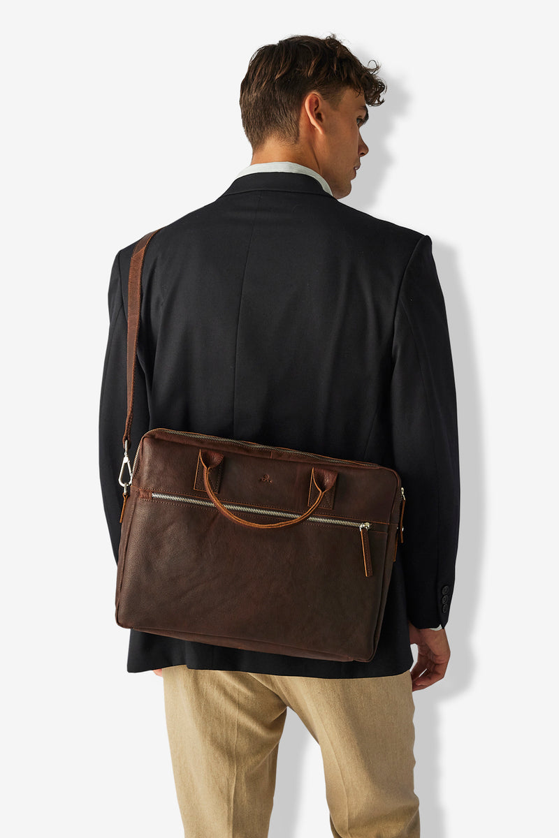 Prato briefcase Tobias Dark brown