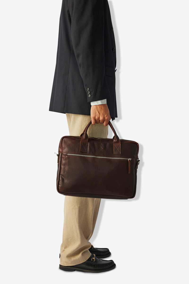 Prato briefcase Tobias Dark brown